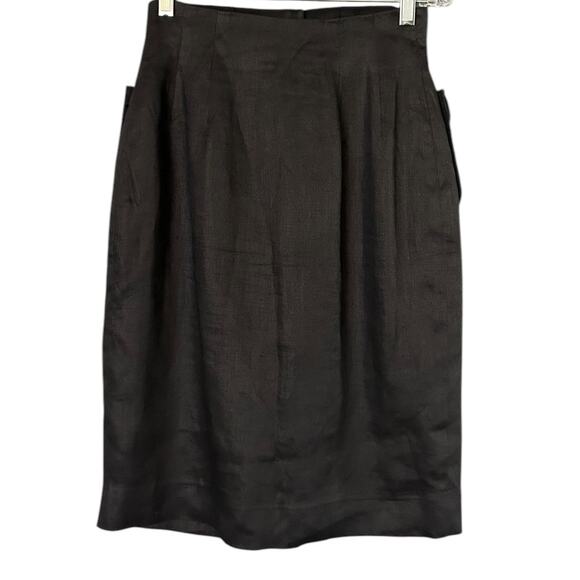 La Moda Goji Italya VTG Pencil Mini Skirt Women's 7A2/ US 2 Black Hemp Linen - Picture 2 of 8
